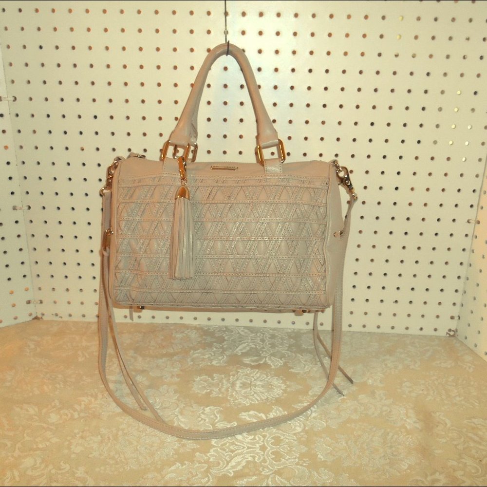 REBECCA MINKOFF  LEATHER FLAME LATTICE HANDBAG